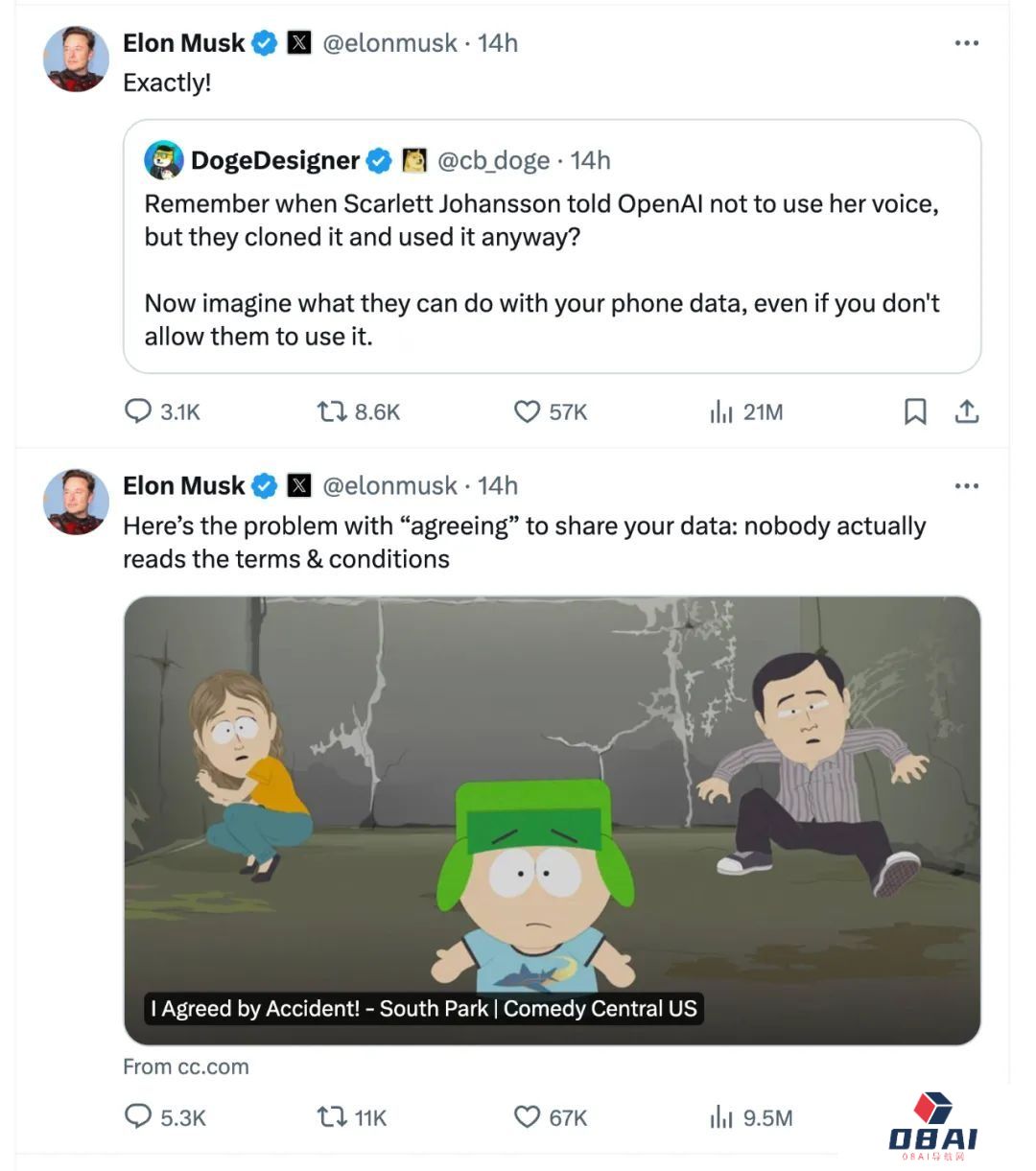 全球最反对苹果AI的人:马斯克连发7条“朋友圈”狂喷 全球最反对苹果AI的人:马斯克连发7条“朋友圈”狂喷