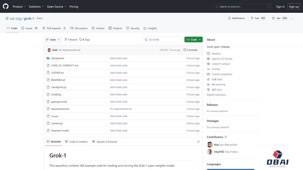 马斯克Grok开源及GitHub源码下载地址