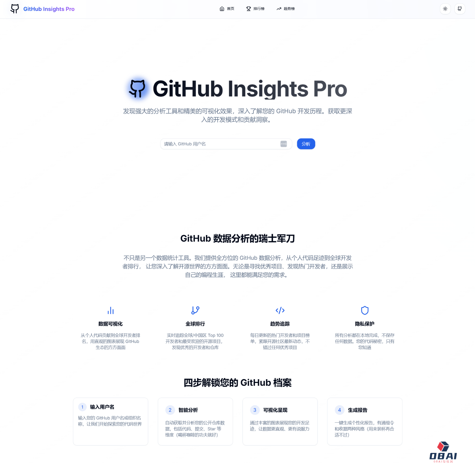 GitHub Insights Pro - GitHub 数据分析