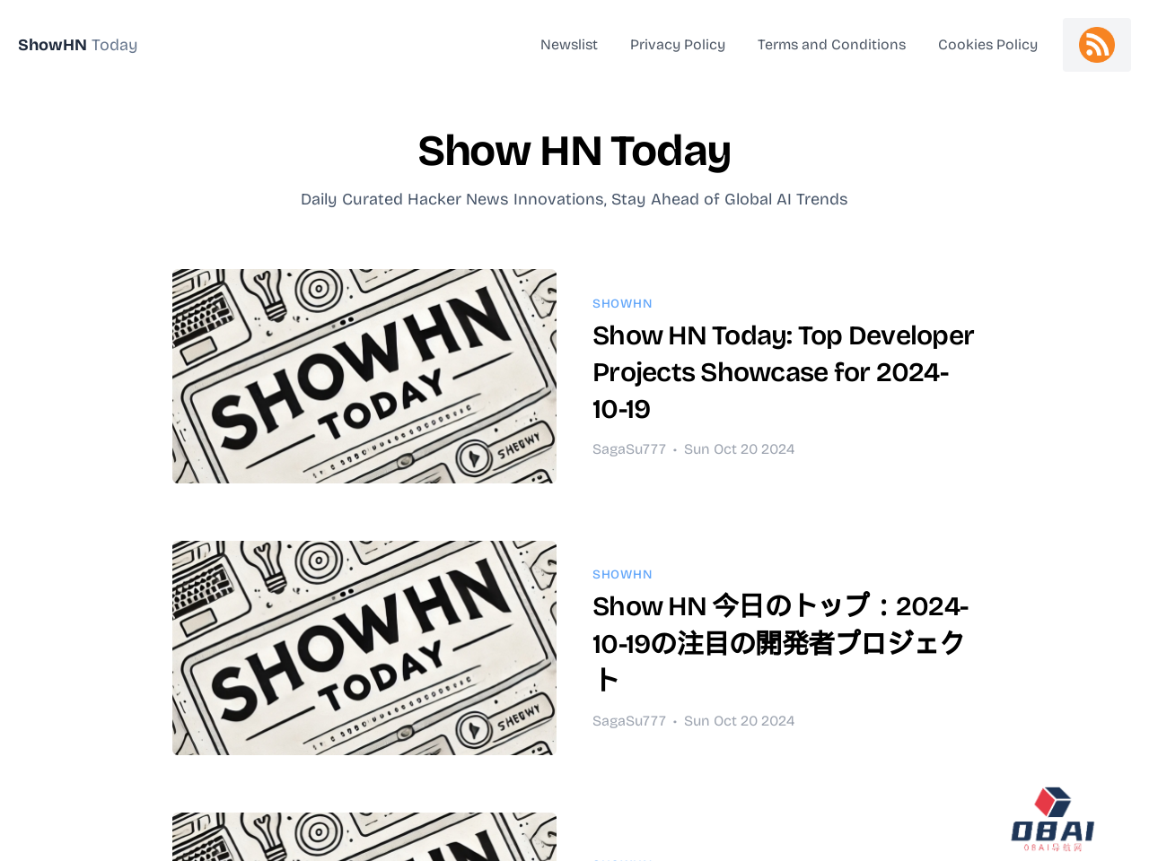 Show Hack News Today 科技资讯