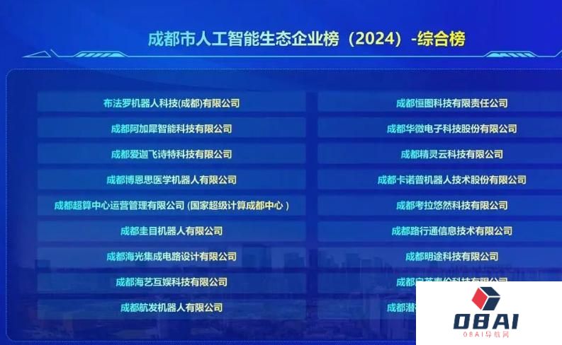 成都“人工智能”榜单发布！ 龙泉驿“一园区两企业”上榜
