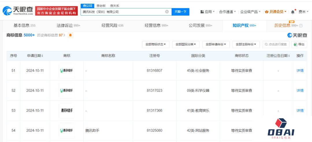 腾讯申请注册腾讯AI助手商标