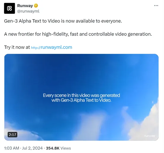 Runway最新更新_runway开放Gen-3