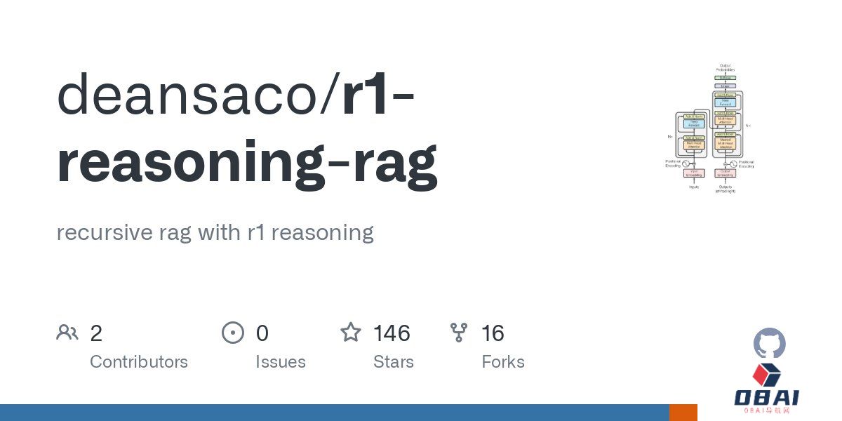 R1-Reasoning-RAG：将 DeepSeek-R1的推理与Tavily搜索相结合，以实现递归RAG工作流。