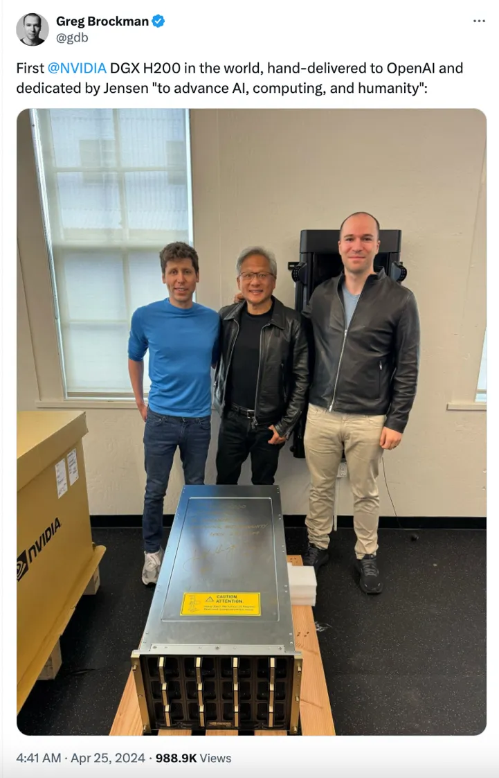 英伟达CEO黄仁勋亲自送货上门！全球首台DGX H200 GPU送抵OpenAI总部