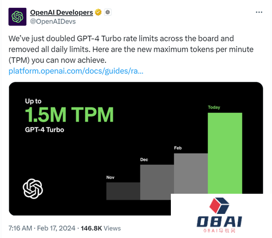 openai取消每日限制_GPT-4 turbo取消每日限制