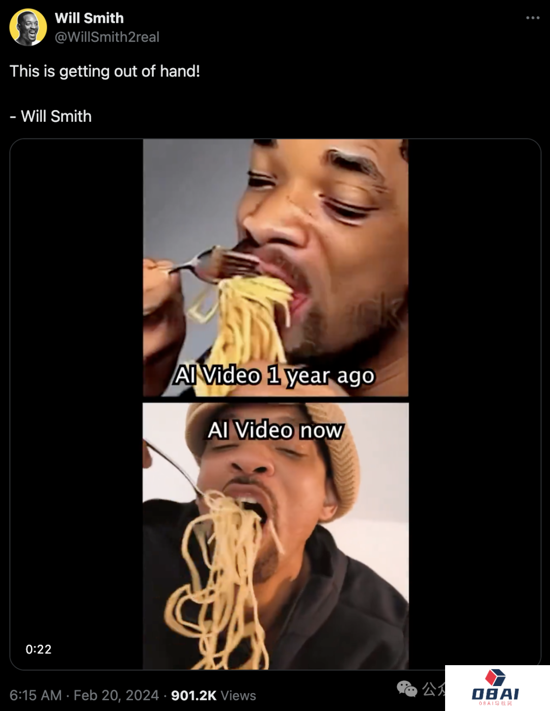 爆火Sora震惊威尔·史密斯，真人整活吃意面视频丨OpenAI技术路线或早在1月被成功预言