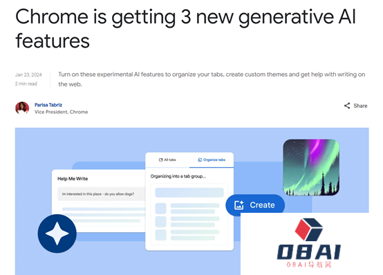 谷歌Chrome浏览器新增三项重磅生成式AI功能：支持自动生成文本、创建AI绘制壁纸等