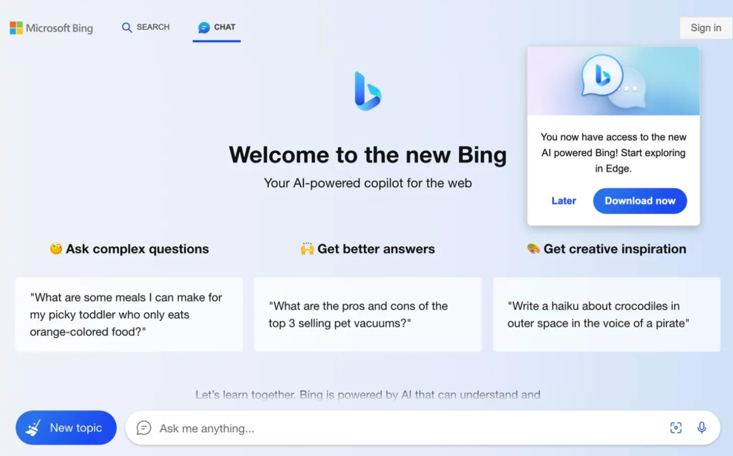 微软Bing聊天机器人现已加入Chrome和Safari插件，但仍有字数与发送次数限制