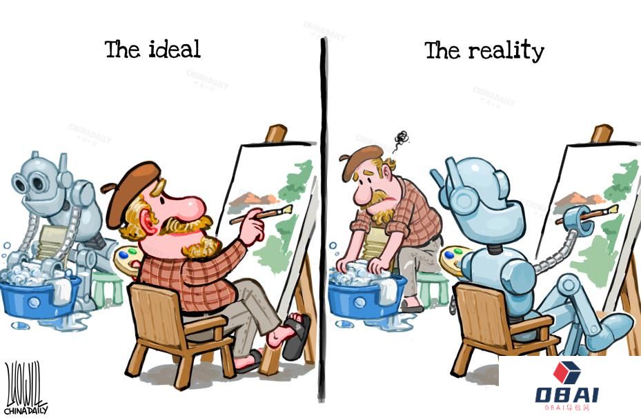 中国日报漫画：AI发展的理想与现实