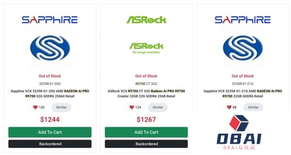 RDNA4首款专业显卡！AMD32GB大显存AIPROR9700上架：约9000元