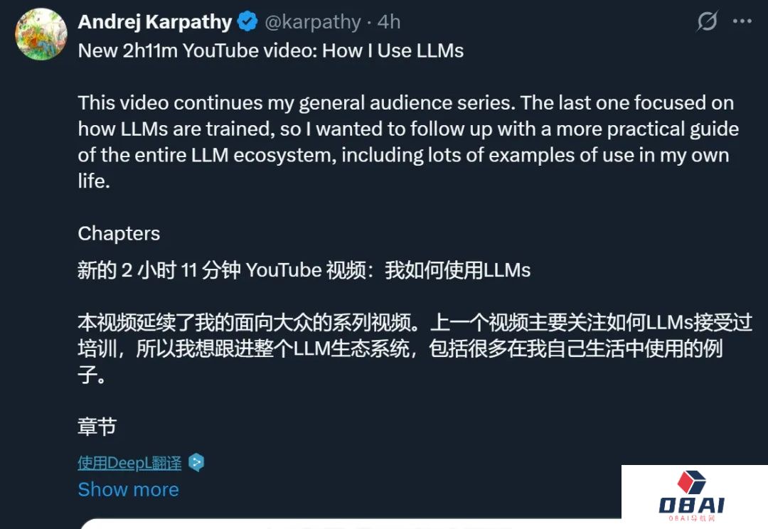 Karpathy更新AI科普视频，网友：原本周末打算结个婚，改看视频了